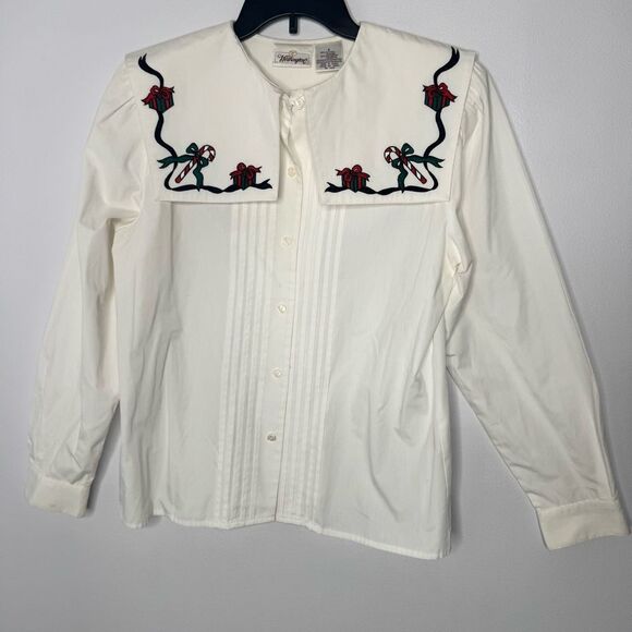 Vintage Worthington holidays button down blouse size 8 - Picture 1 of 5